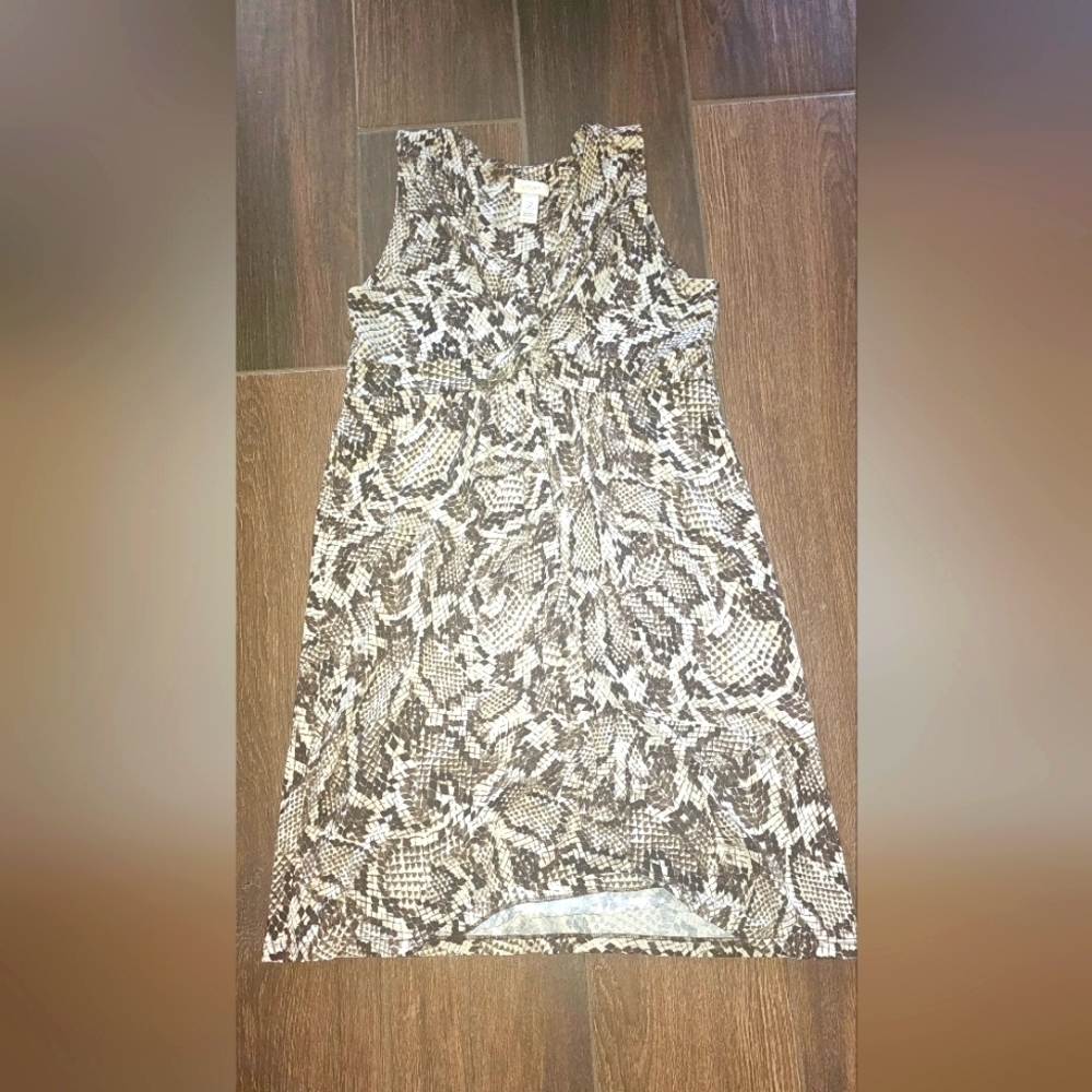 CHICO'S DRESS SZ 2 SNAKESKIN ANIMAL PRINT STRETCHY